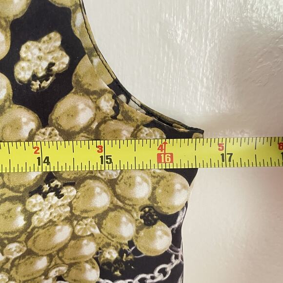 Cabi 100% Silk Babydoll Tank Top XS Baroque Chain Print Black Gold Y2K 2000s - Picture 7 of 10